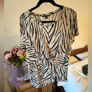 INC International Concepts Black and Cream Zebra Print Top